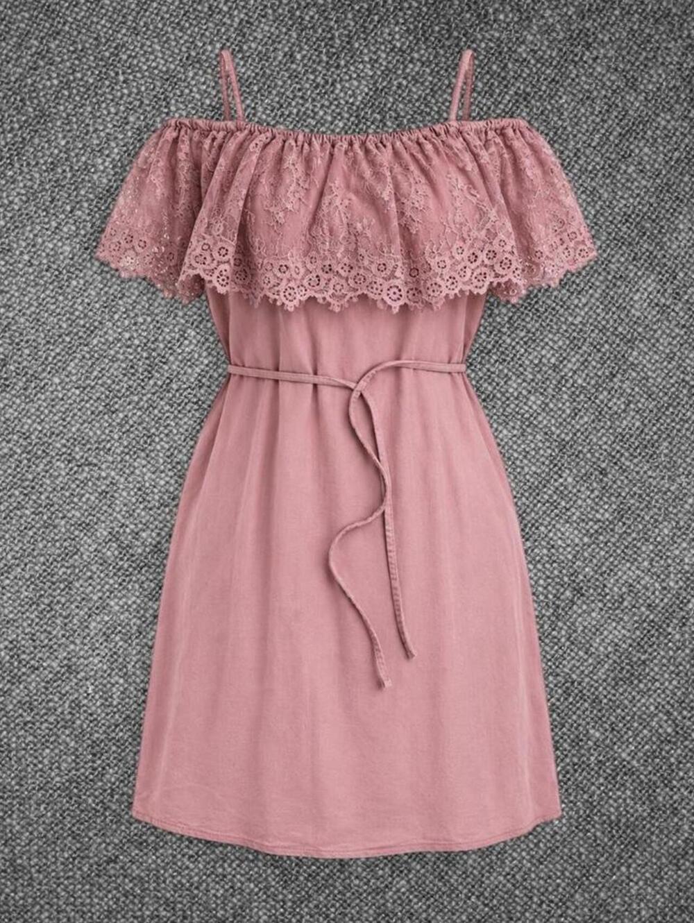 ST Collection Mauve Lace Cold Shoulder Dress Size M